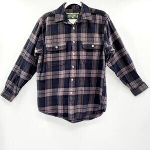 Field & Stream Charcoal Gray Black 100% Cotton Flannel Shacket Shirt Jacket Sz M